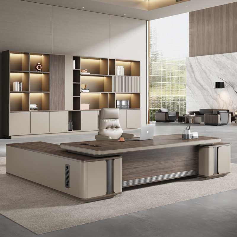 高档烤漆老板桌烤漆轻奢高级感办公桌简约现代女领导董事长大班台