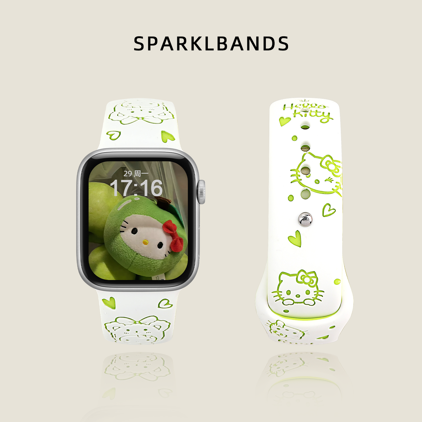 【拼色硅胶】适用于苹果智能手表iwatchs11表带女生新款applewatch9手表带SE可爱8创意Ultra2秋冬7睡衣6kt猫,智能设备,智能手表手环表带/腕带,淘宝优惠券,粉丝福利购,淘宝优惠卷