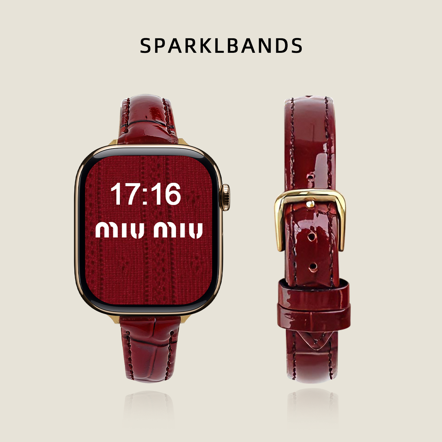 【新年红限定】适用苹果手表iwatchs10真皮表带S11酒红s9竹节纹牛皮applewatch8男女生ultra3高级7/6/5智能SE