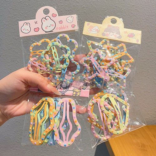 女孩夹碎发彩色波点bb夹儿童发卡