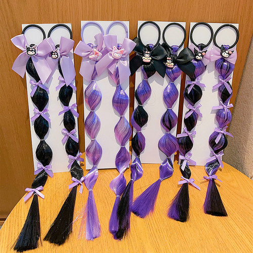 新款库洛米假发辫子发圈儿童皮筋