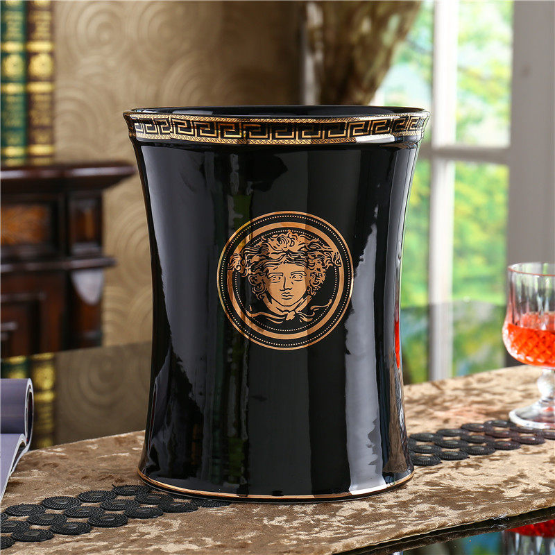 陶瓷垃圾桶家用欧式创意厨房客厅卧室卫生间办公T室无盖大号垃圾