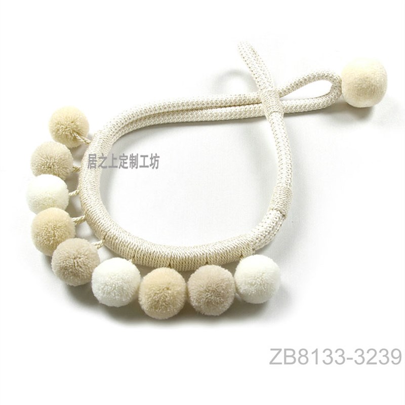 2023年重磅推出新品伊甸园y美式绒球绑带窗帘扣可爱卡通绑带绑绳