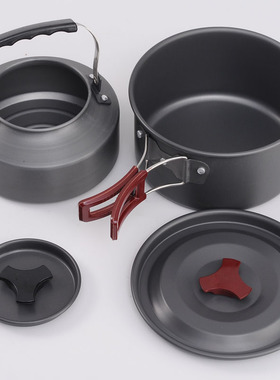 户外锅具便携露h营炊具野外野营卡式炉套锅烧水壶野炊餐具装备用