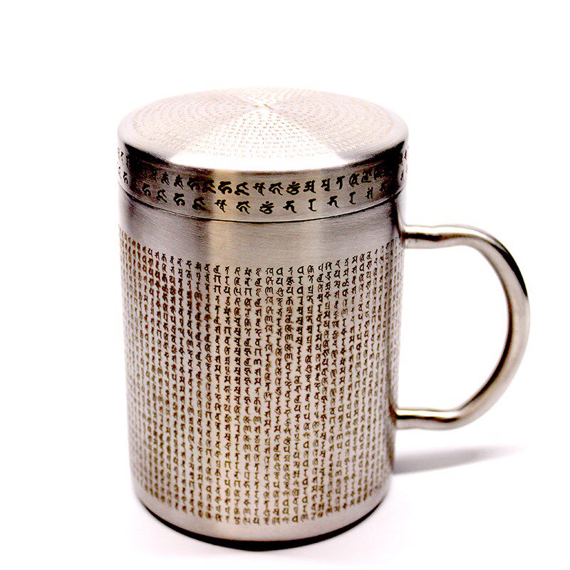 大随求陀罗尼水杯 全咒系梵v文雕刻 精气入身心得喜悦双层带盖钢,家居饰品,桌面摆件,淘宝优惠券,粉丝福利购,淘宝优惠卷