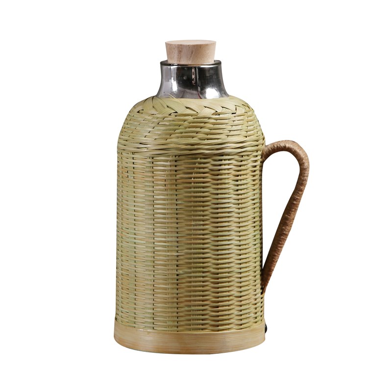 精品竹编热水瓶复古暖水壶v开水瓶保温壶软木塞玻璃内胆暖壶包邮