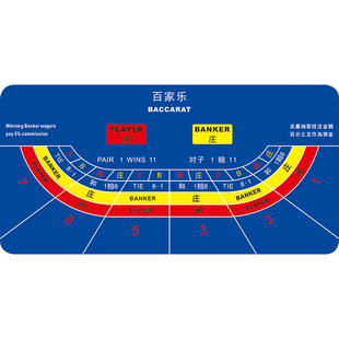 【橡胶材质】f百家乐橡胶垫 6人位 澳门扑克游戏桌布 庄闲台布桌