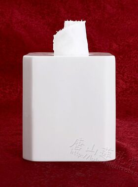 方形骨瓷纸巾盒 高档骨质瓷正方形纯M白陶瓷器八角纸抽盒