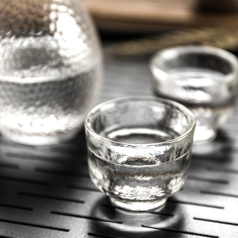 日式锤目a纹玻璃酒具白酒套装清酒杯酒盅分酒器小酒杯酒壶一壶四