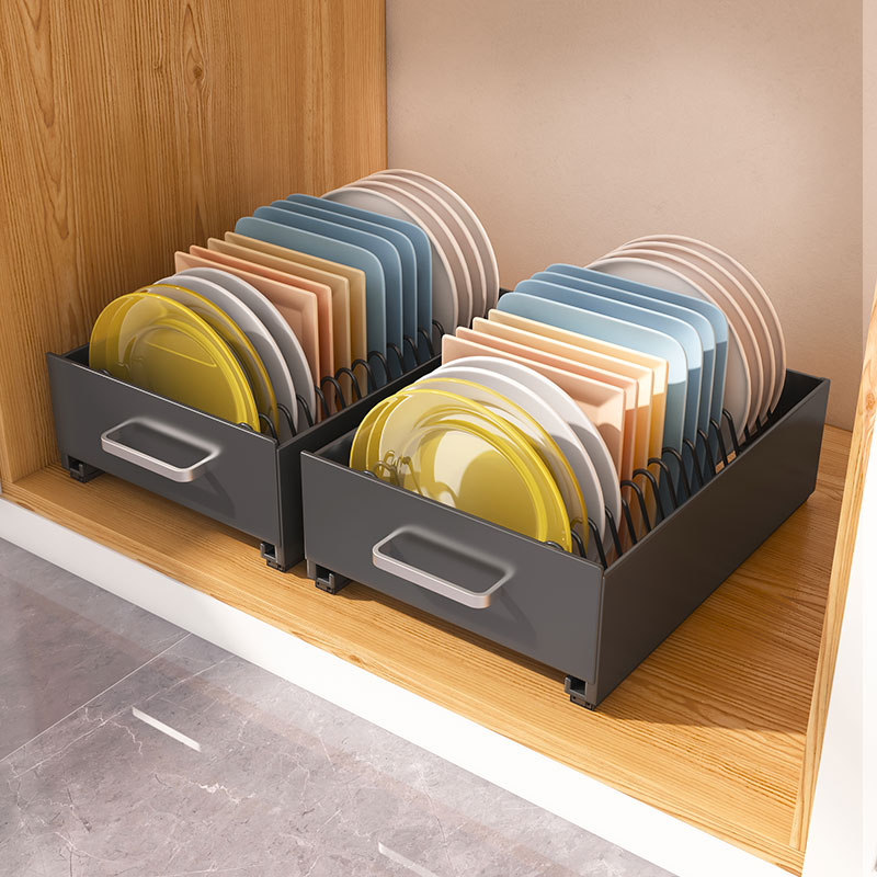 厨房整体橱d柜内抽拉式置物架碗碟收纳层架家用沥水碗盘架拉篮抽