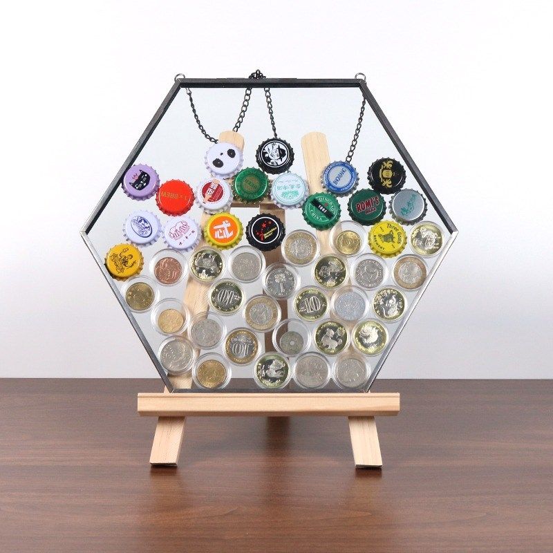 生肖纪念币展示框啤酒盖硬币收y纳盒玄关酒柜装饰新房摆件玻璃相