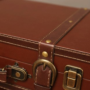 复古手提箱皮箱行李箱旅行v箱大号家用整理储物收纳箱木箱子道具