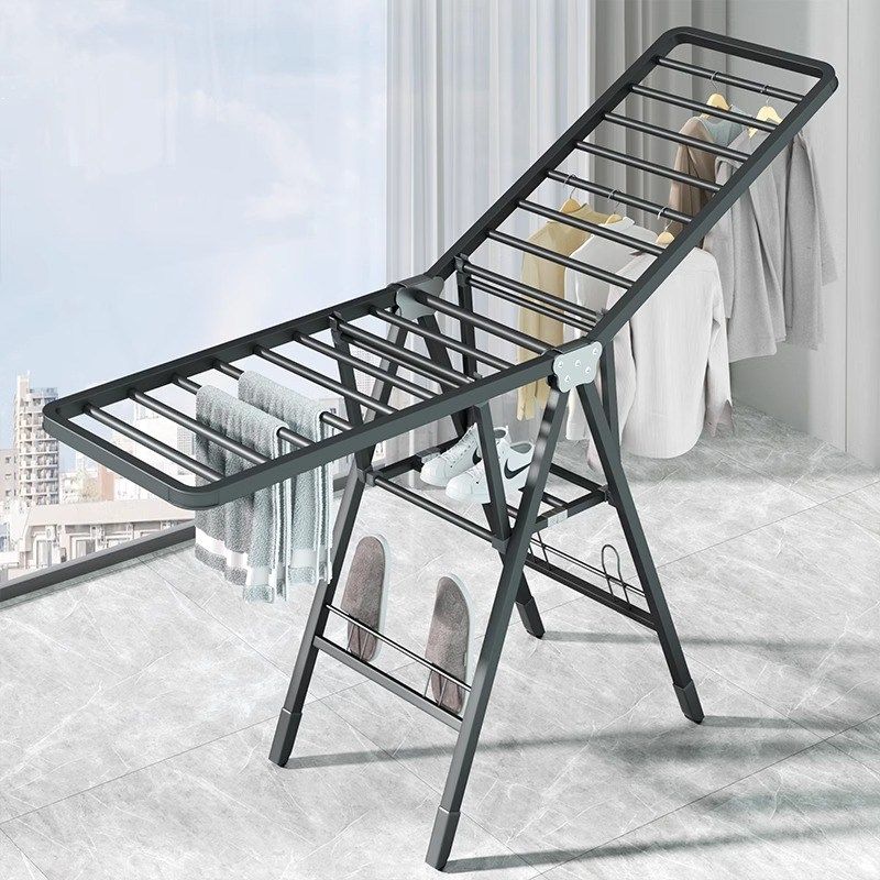 折叠晾衣架落地室内阳台家用铝合金晒衣凉LM衣架子可晒被子神器卧