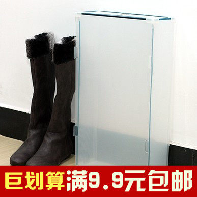 精装加厚水晶鞋盒透明抽屉塑料鞋盒子长靴鞋盒抽T拉式翻盖金属包