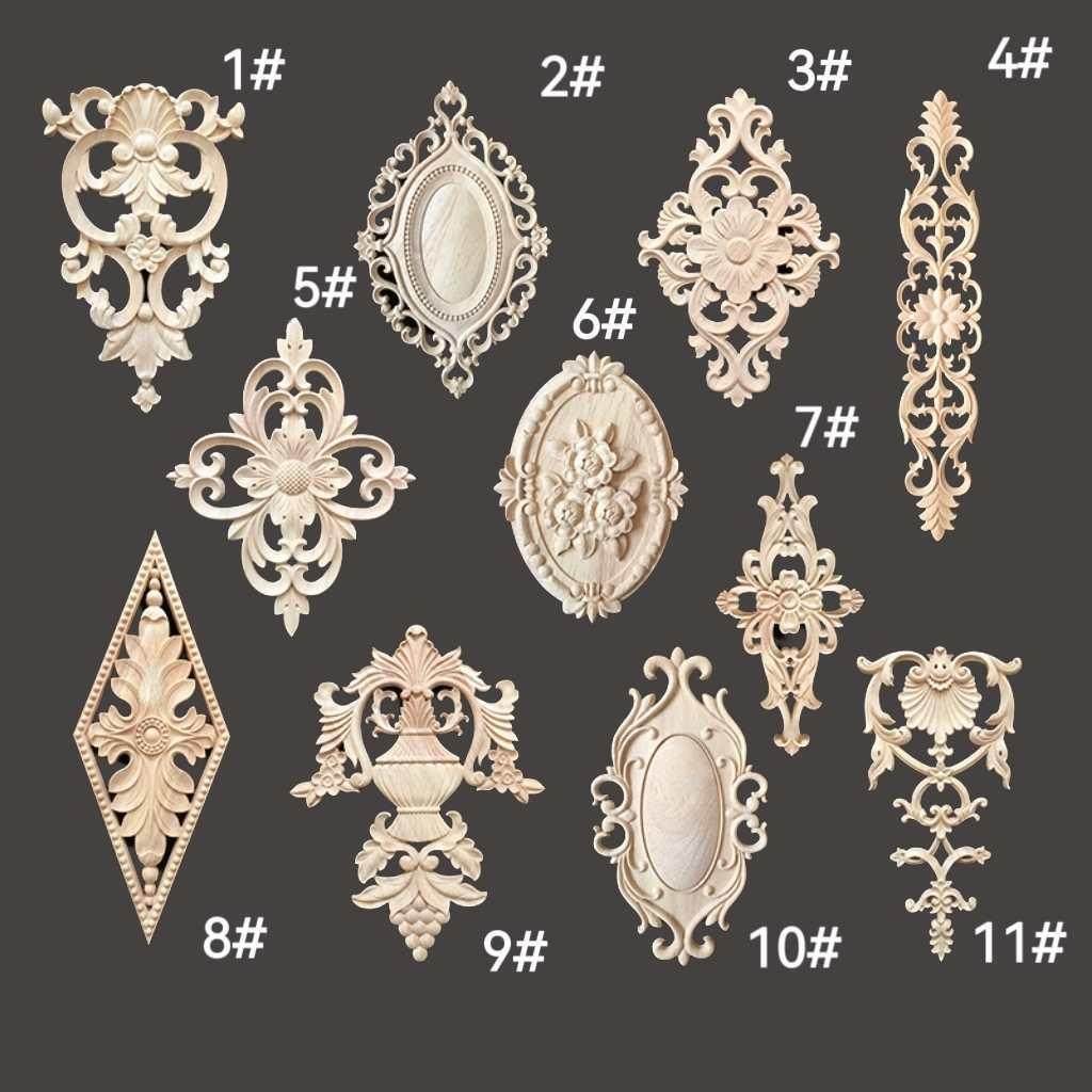 东阳木雕实木贴花木雕角花欧式菱形花片法式摆件柜门家具装饰贴花