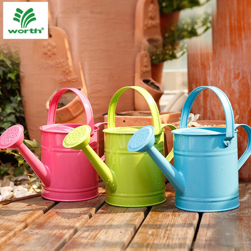 沃施worth园艺铁皮洒水壶儿童浇花壶浇水壶铁质1.5L浇水壶大容量