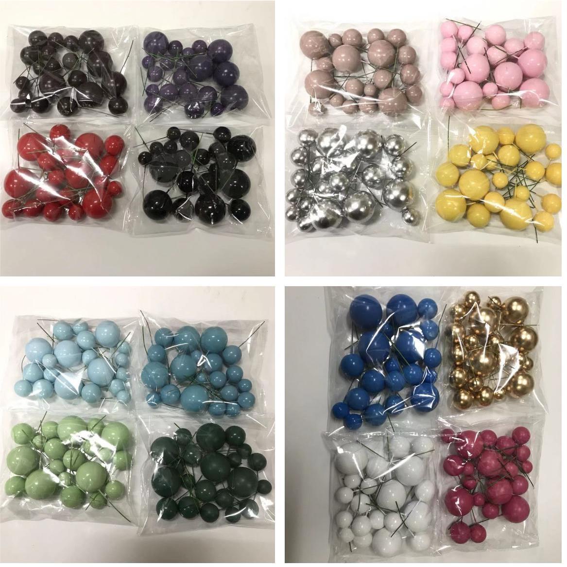 金球银球蛋糕装饰摆件彩色球生日蛋糕装饰烘培插件20个混装1包装