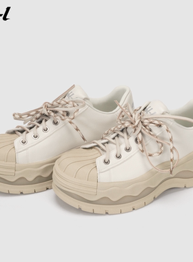 ABT-L复古贝壳头厚底增高板鞋女系带牛皮休闲运动鞋2026春季新款