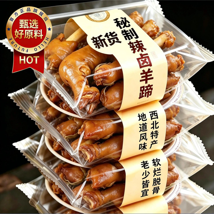 正宗羊蹄整只内蒙古麻辣秘制满筋熟食香辣羊脚即食开袋下酒菜