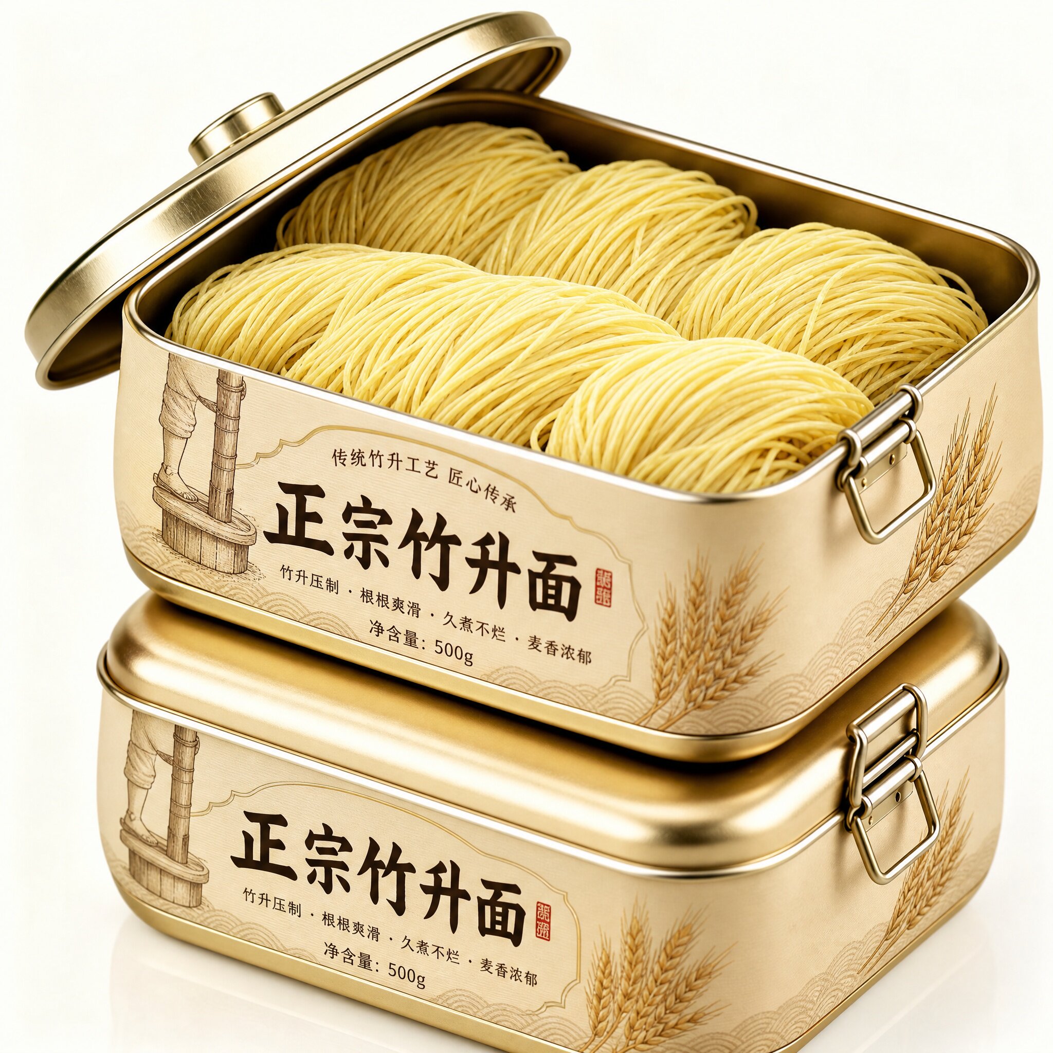 老字号！广东竹升面正宗无添加官方旗舰店非油炸云吞面条独立包装图片