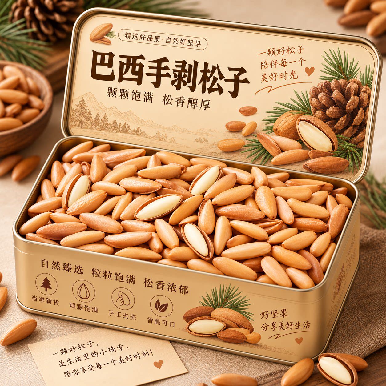 手剥巴西松子特级特大新货阿富汗特产坚果独立包装官方旗舰店正品