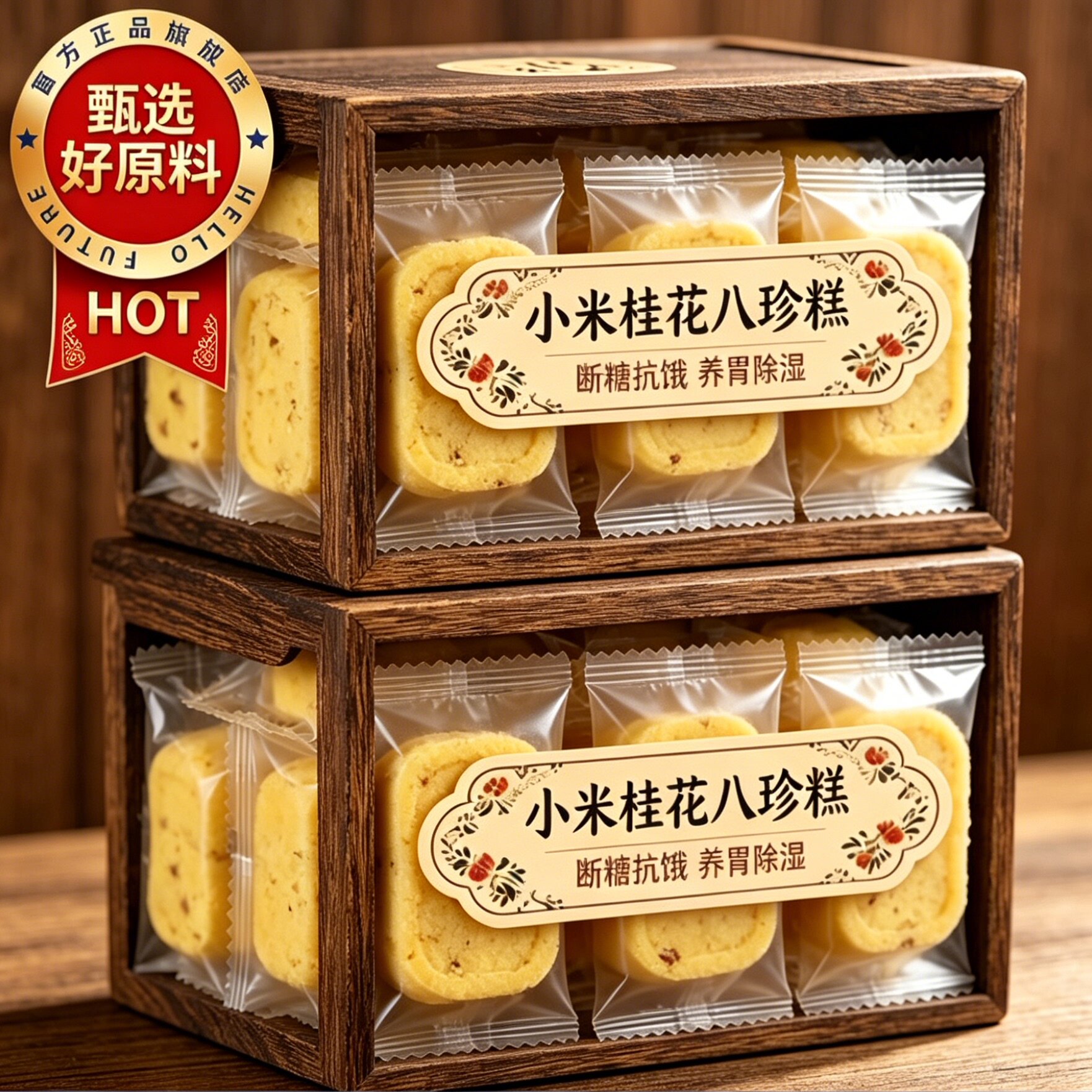 小米桂花八珍糕手工制作0蔗糖芡实山药糕营养健康早代餐休闲零食