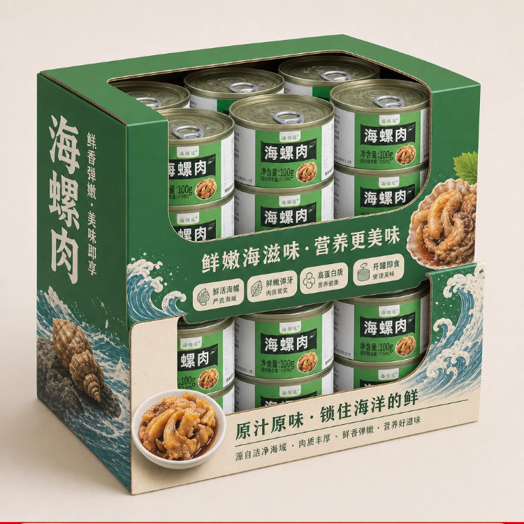海螺肉熟食海鲜麻辣螺罐装小零食香螺捞汁去壳纯肉大海螺即食罐头