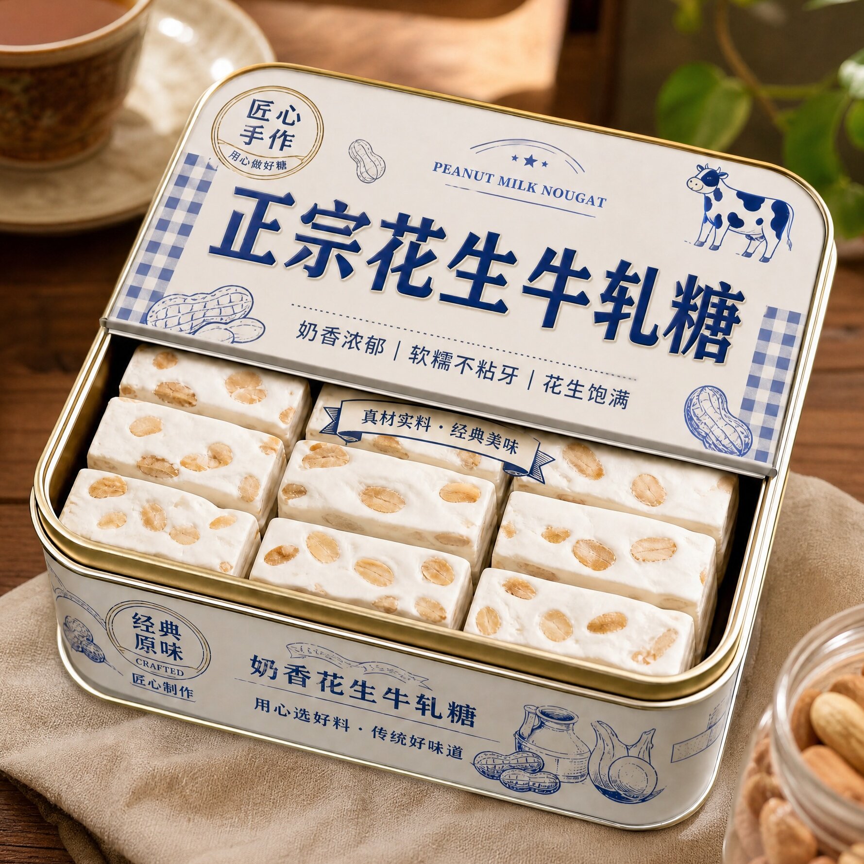 正宗花生牛轧糖官方旗舰店纯手工老式台湾牛轧糖咸牛轧糖怀旧糖果
