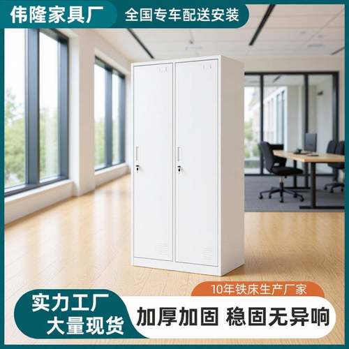 两门铁皮更衣柜推拉式家用双开门更衣柜储物柜学生宿舍换衣柜