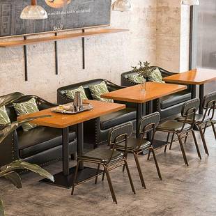 复古清吧酒吧咖啡厅桌子餐饮店工业风椅子餐厅卡座餐桌椅组合商用