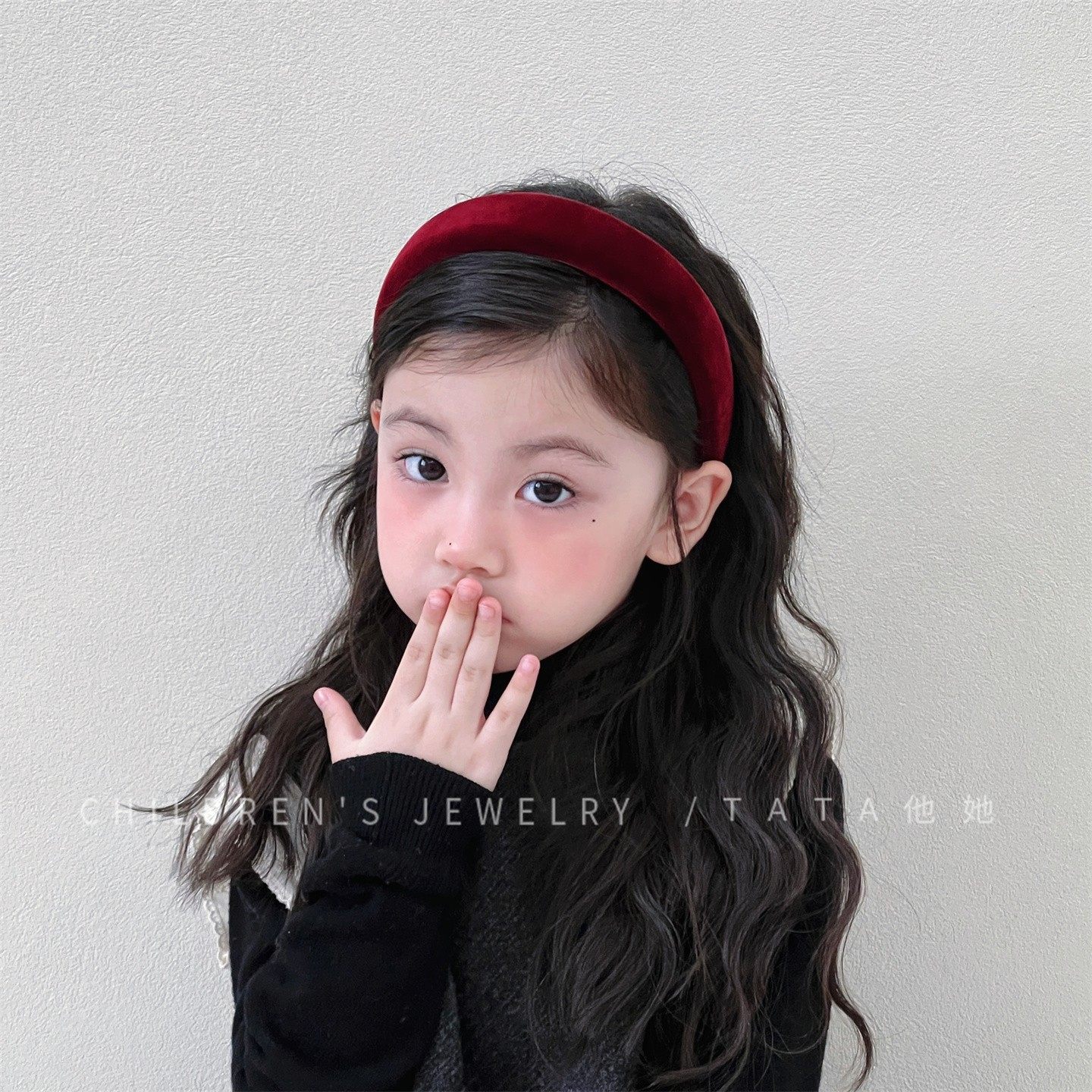 韩国丝绒酒红不伤发无齿简约发卡儿童纯色不勒头发箍宝宝头箍发饰