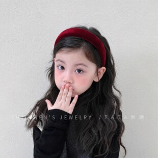 韩国丝绒酒红不伤发无齿简约发卡儿童纯色不勒头发箍宝宝头箍发饰