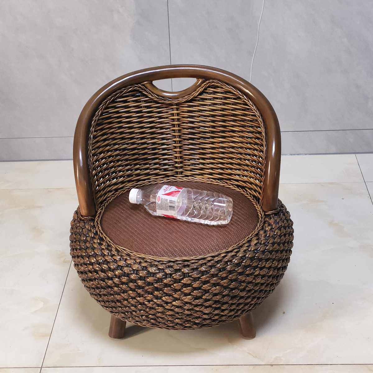 复古色小藤椅阳台客厅圆桌组合休闲座椅换鞋凳藤编新款靠背椅矮凳,住宅家具,阳台椅,淘宝优惠券,粉丝福利购,淘宝优惠卷