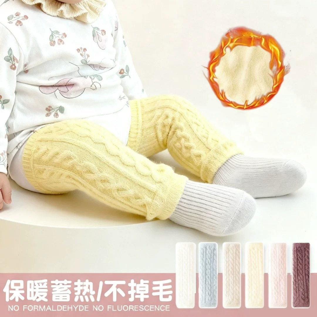 秋冬婴幼儿过膝护腿袜套加厚双面绒宝宝护膝保暖爬行室内爬行护膝