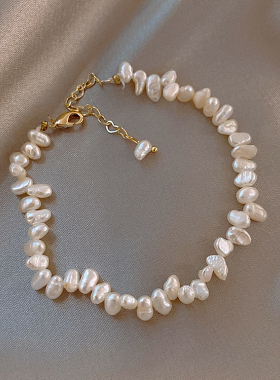 巴洛克小米粒淡水珍珠项链女气质网红时尚异形不规则珍珠锁骨链女