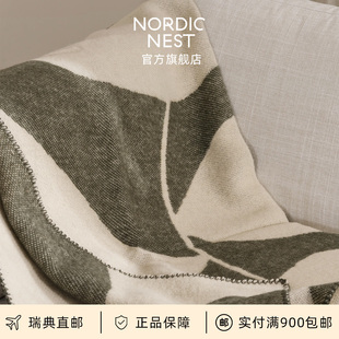 瑞典直邮Scandi Leaf花叶系列羊毛毯保暖沙发毯午睡毯轻奢 Living