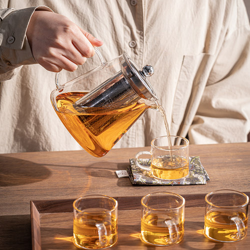 玻璃泡茶壶茶具大容量家用花茶水壶耐高温加厚耐热过滤水壶煮茶壶