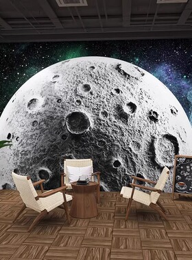 3D立体仿发光墙壁工业风月球表面墙纸烧烤火锅店背景墙布水泥壁纸