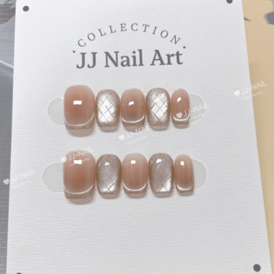 砂砾琥珀纯手工显白穿戴甲