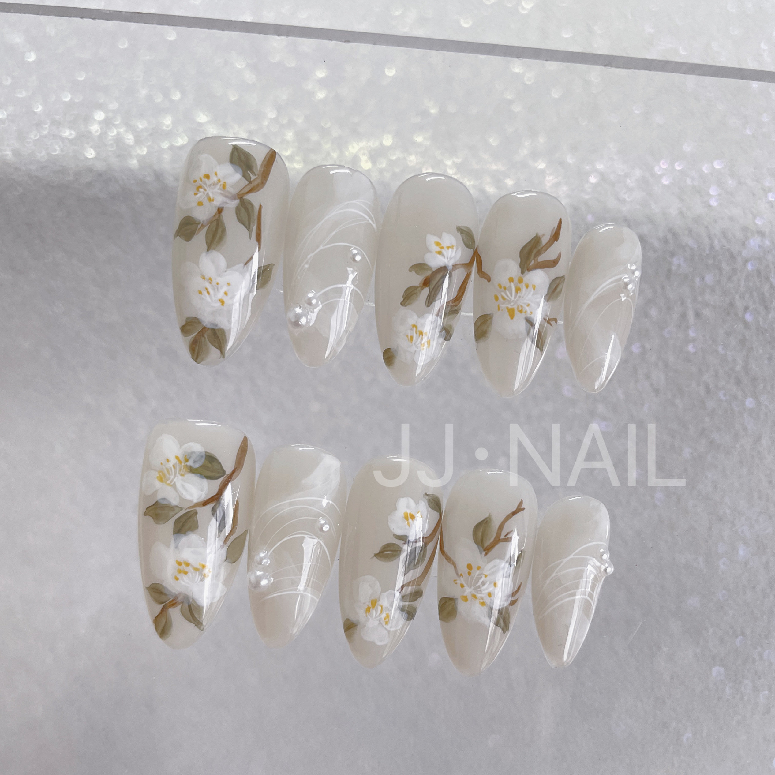 【捻花】穿戴甲定制开春高级裸色手绘花卉法式淑女手工,彩妆/香水/美妆工具,穿戴甲/甲片,淘宝优惠券,粉丝福利购,淘宝优惠卷