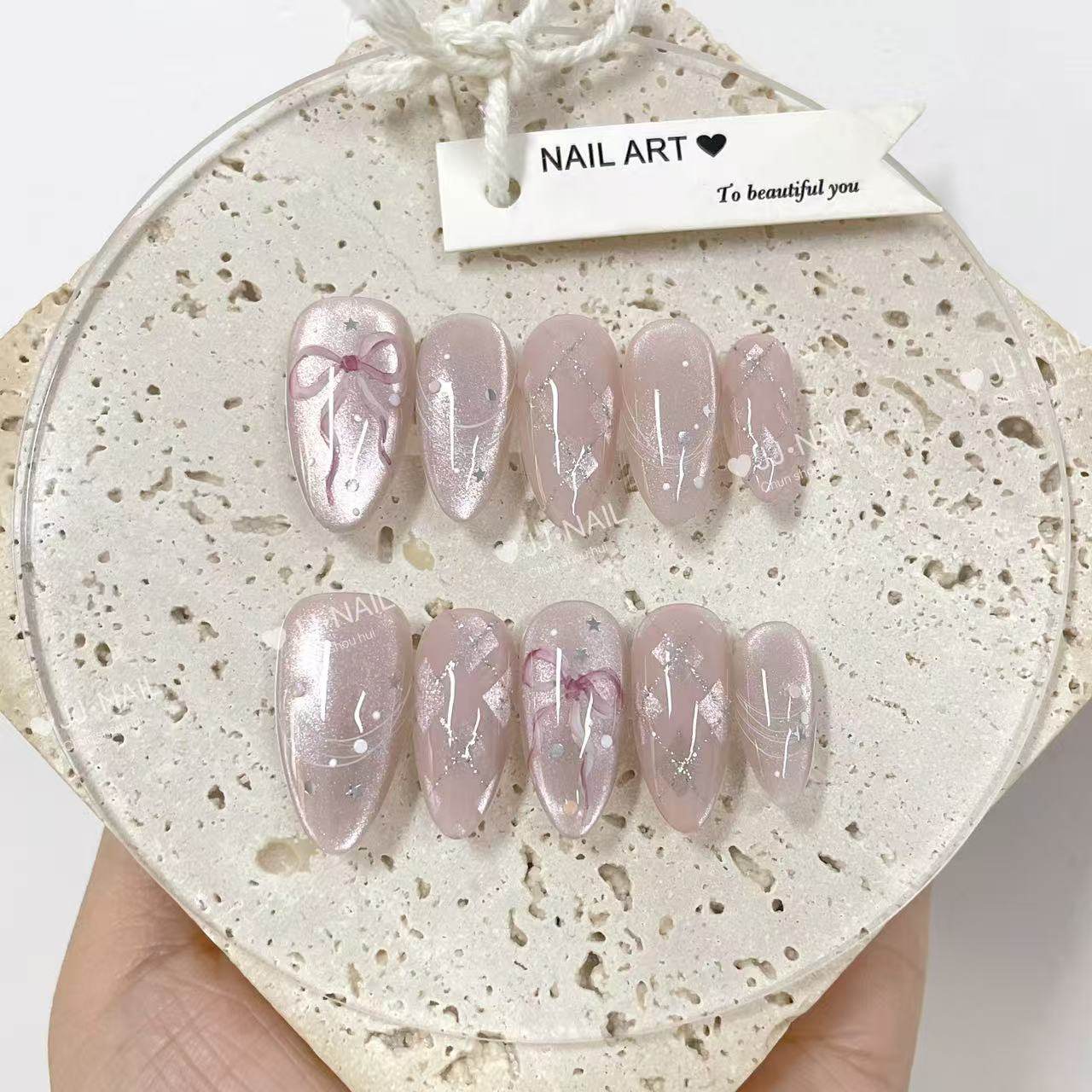 【可爱风格】粉色闪粉穿戴甲成品甲片美甲贴片女款简约指甲艺术,彩妆/香水/美妆工具,穿戴甲/甲片,淘宝优惠券,粉丝福利购,淘宝优惠卷