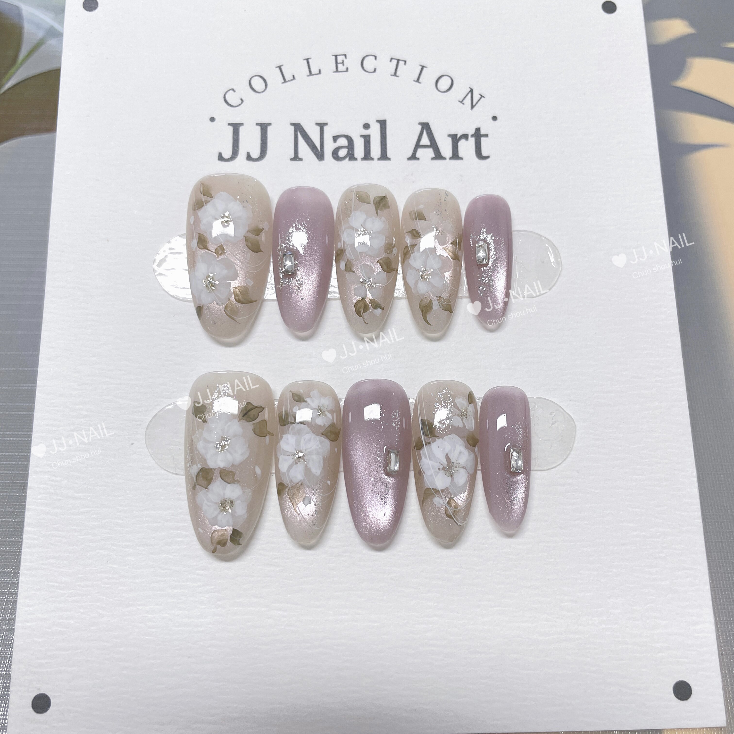 【云雾山岚】法式花朵穿戴甲紫色显白氛围感纯手工美甲甲片