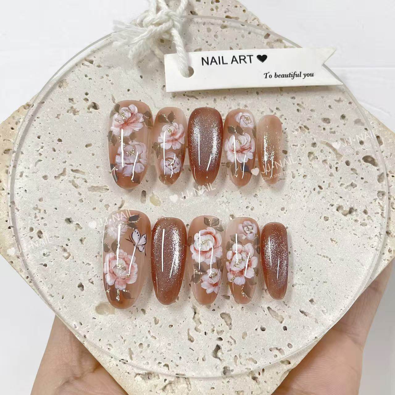 【九幽台】粉色猫眼穿戴甲短款高级感手工美甲网红爆款显白,彩妆/香水/美妆工具,穿戴甲/甲片,淘宝优惠券,粉丝福利购,淘宝优惠卷