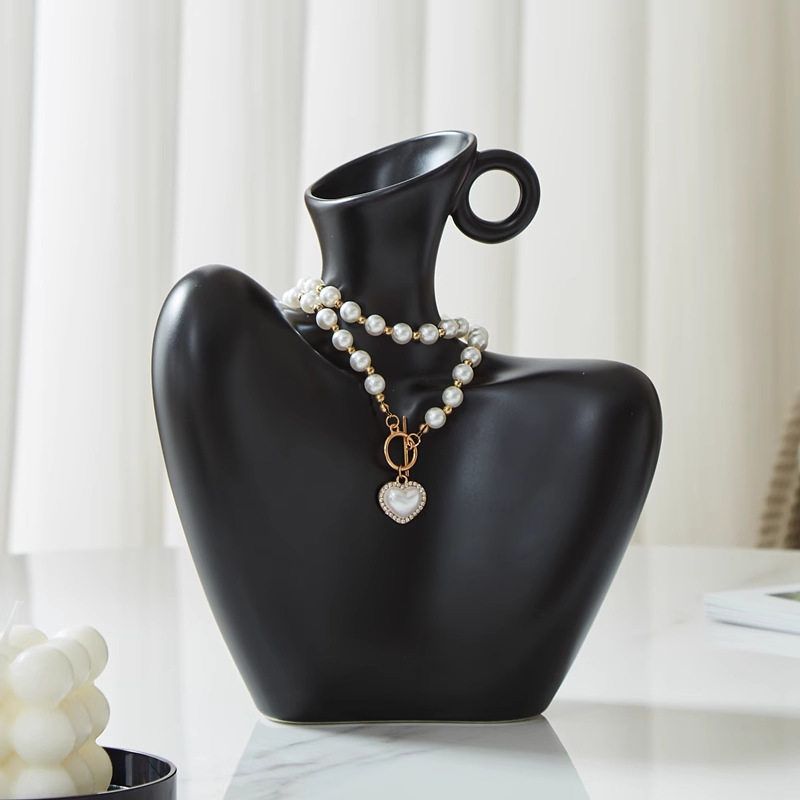 高级感锁骨项链创意美人肩陶瓷花瓶电视机柜客厅小众设计感摆件