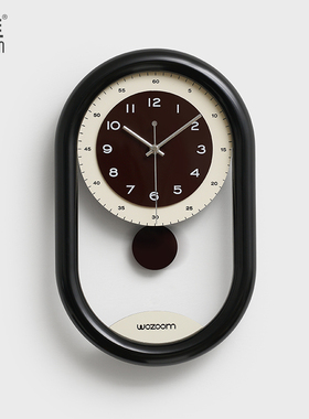 WOZOOM屋准免打孔中古风挂钟客厅现代时钟挂墙家用艺术创意钟表