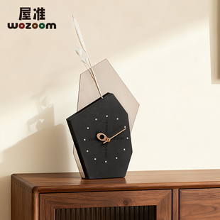 WOZOOM屋准北欧轻奢创意时钟入户玄关摆台式钟表客厅电视柜装饰品