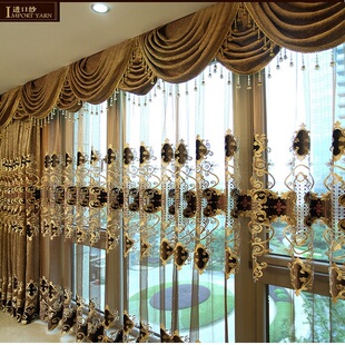 高端别墅欧式窗帘客厅奢华大气卧室高级感纱帘2024新款幔头遮光布