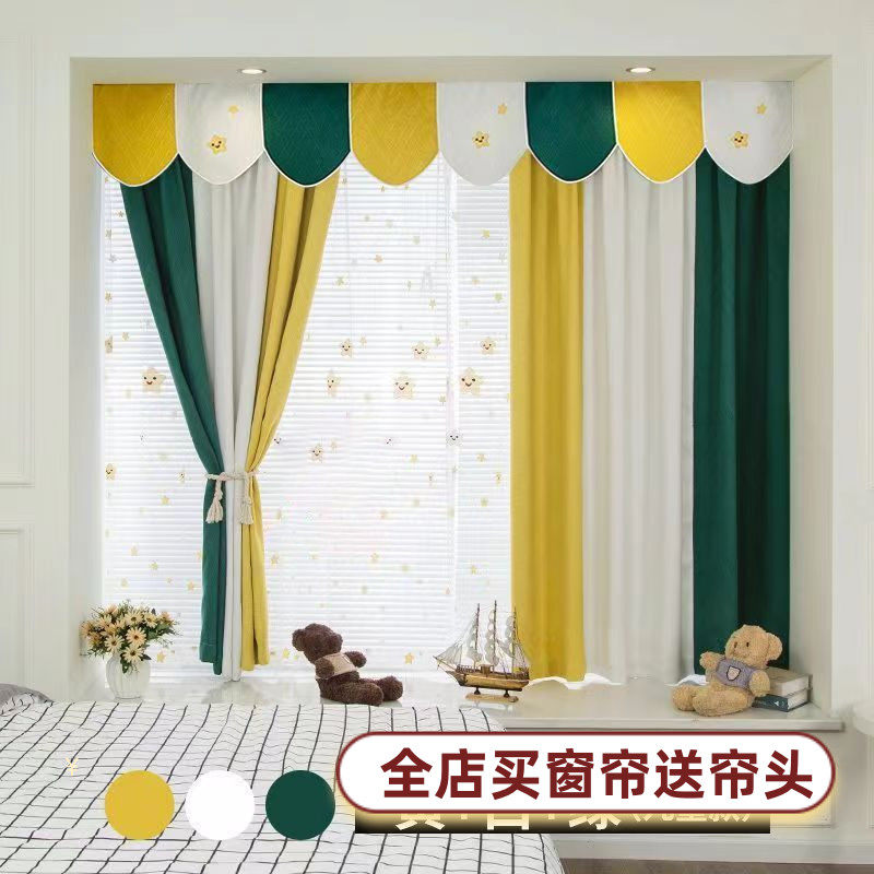 儿童房遮光窗帘飘卡通成品图片