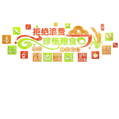 食堂文化墙贴面节约o粮食标语幼儿园环创主题午托管班教室装饰成