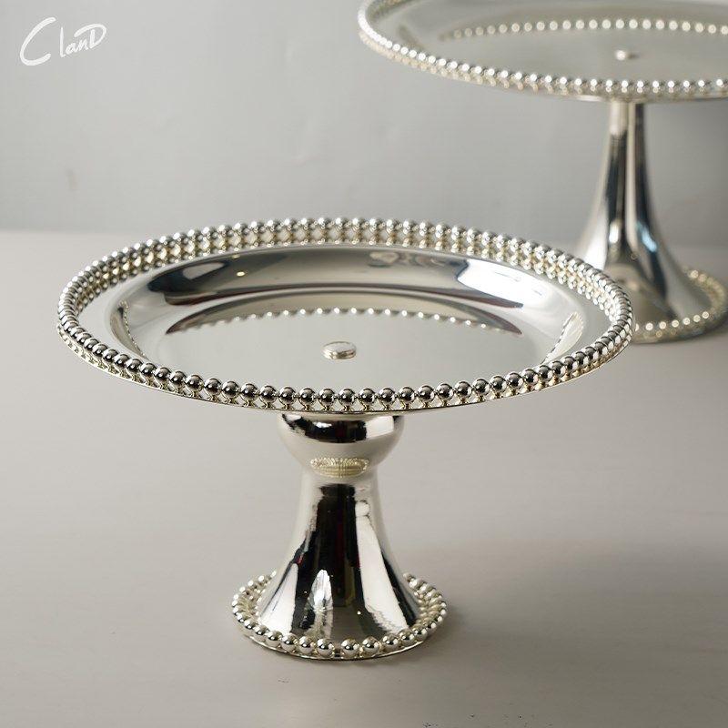 精致复古下午茶餐具欧式高脚x圆珠盘金属银蛋糕架甜品零食水果托,餐饮具,盘,淘宝优惠券,粉丝福利购,淘宝优惠卷